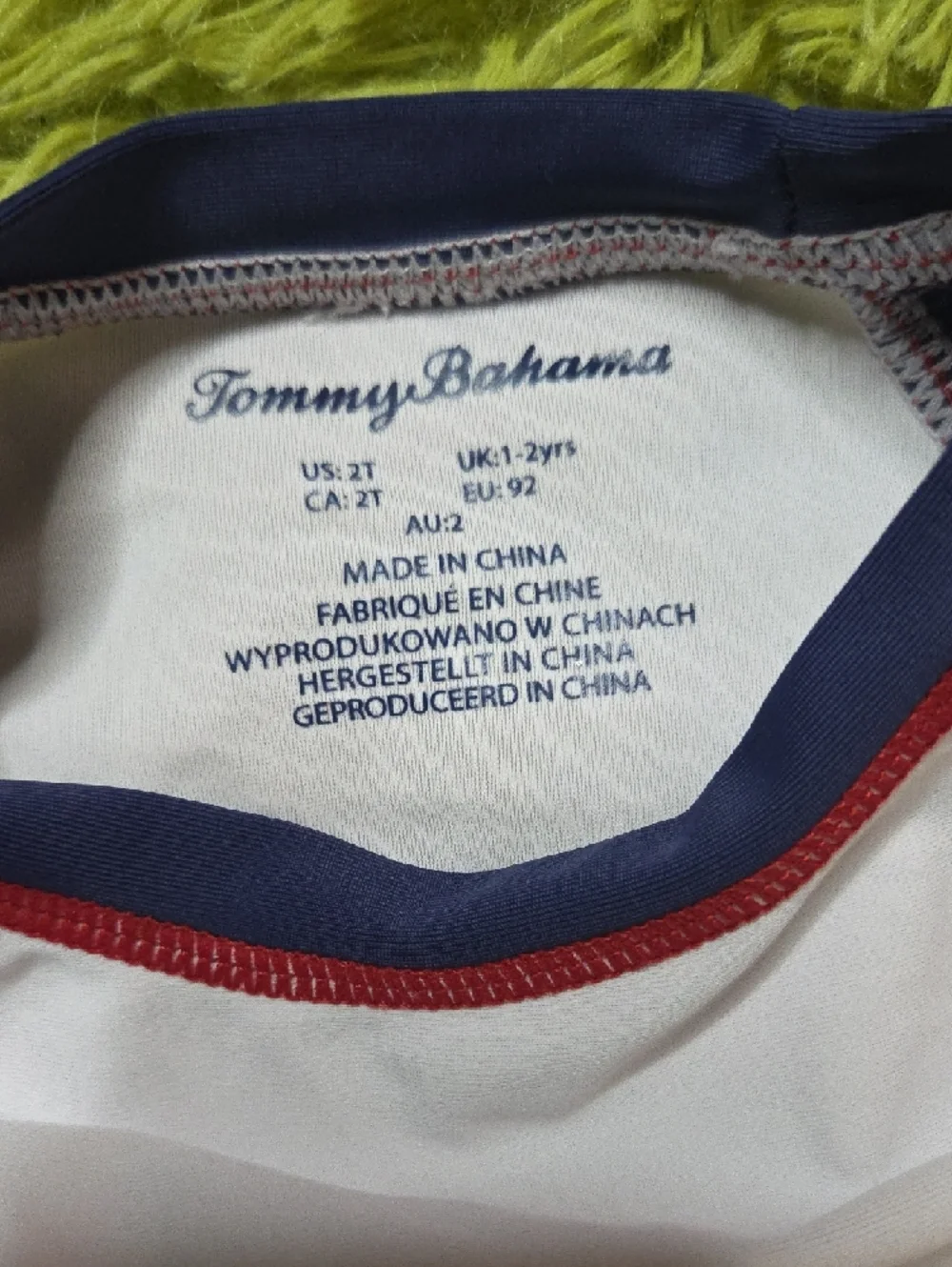 Tommy Bahama‎ White Rash Guard with Navy Trim and Red Stitching